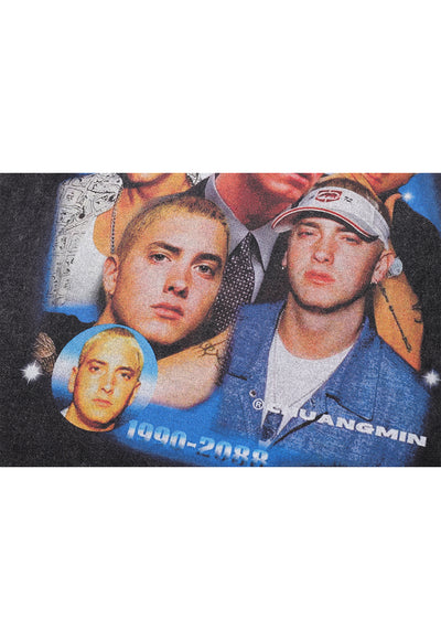 Eminem t-shirt Slim Shady tee retro rapper top hip-hop pullover in vintage grey