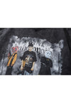 Gangster t-shirt old Anime gang tee retro grunge top in grey