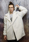 Textured fleece jacket handmade 2 in 1 fluffy coat in cream