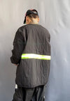 Oversize varsity reflective bomber quilted track top black