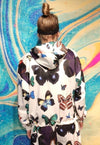 Butterfly hoodie handmade y2k cartoon emoji pullover white