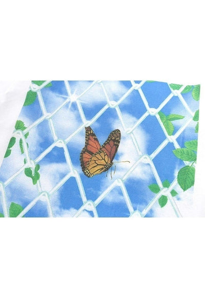 Butterfly print t-shirt prison tee retro freedom top white