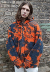 Tie-dye fleece bomber handmade gradient hood jacket orange