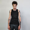 Button up sleeveless vest t-shirt Gothic tank top grunge crew neck tee rocker surfer vest in white