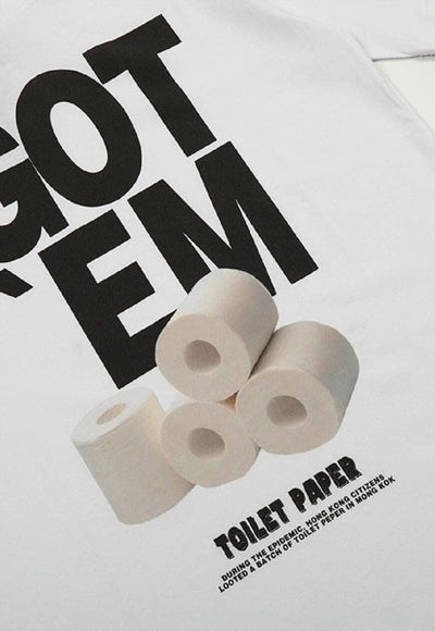 Toilet paper print t-shirt punk tee retro grunge top white