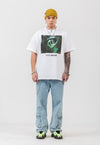 Grillz print t-shirt grunge rap tee raver top in white