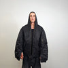 Hooded oversize bomber jacket black baggy punk utility