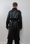 Faux leather trench coat double breasted dominatrix jacket