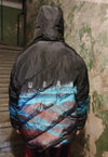 Space print bomber tie-dye earth north jacket in black