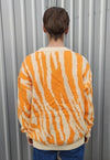 Zigzag zebra knitted sweater stripe knit jumper in orange