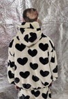 Heart fleece bomber handmade faux fur heart hood coat cream