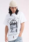 David Bowie t-shirt rock star tee grunge skater top in white