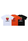 Heart print t-shirt angel tee grunge pop art top in white