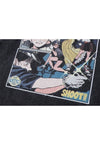 Anime print t-shirt Japanese tee retro skater top acid black