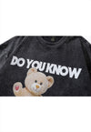 Bear t-shirt vintage Teddy poster tee long sleeve top grey