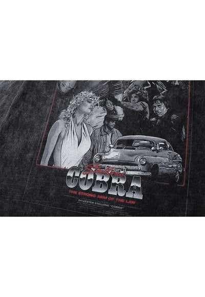 Cobra movie t-shirt old Stallone long tee retro top in grey