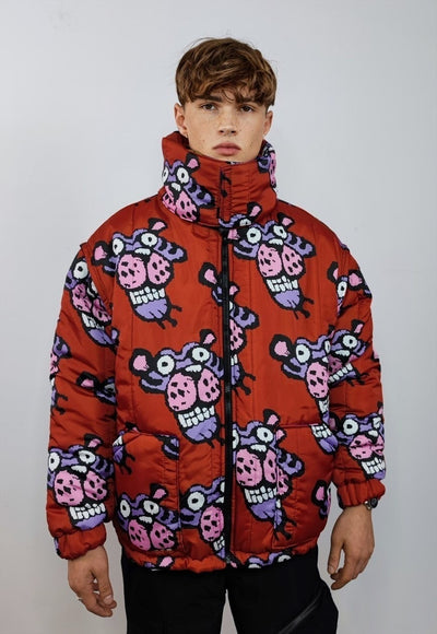 Panther bomber reversible jacket detachable cartoon puffer