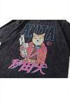 Akita print t-shirt punk dog tee retro animal top acid grey