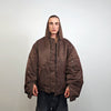 Hooded oversize bomber jacket brown baggy punk utility