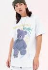 Teddy print t-shirt grunge bear tee skater slogan top white