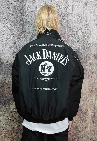 Racing jacket retro Jack Daniels moto varsity bomber black