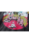 Anime print hoodie Japanese cartoon pullover grunge top grey