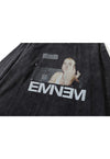 Rapper t-shirt Eminem print long sleeve tee in acid black