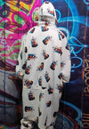 Teletubbies jacket handmade Alien print windbreaker in white