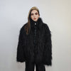 Shaggy faux fur jacket white long hair fluffy going out bomber party fleece fancy dress peacoat high fashion fuzzy Gothic coat rave puffer