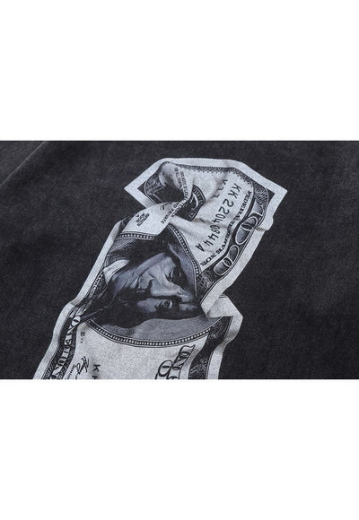 Dollar t-shirt money print tee retro grunge top vintage grey