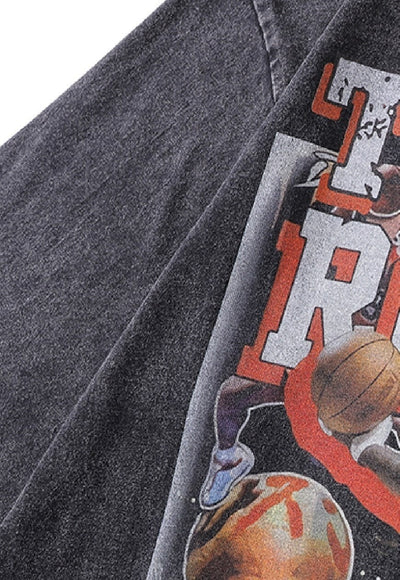 Dennis Rodman t-shirt basketball retro sports top in grey