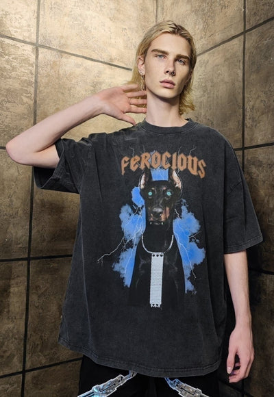 Doberman t-shirt premium vintage wash grunge Pinscher tee