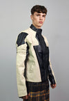 Motorcycle jacket faux leather racing bomber colour block