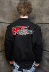 Motorcycle denim jacket patch padded Racer bomber in black