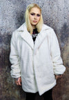 Textured fleece jacket handmade fluffy faux fur coat cream