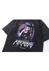 Anime t-shirt Japanese cartoon tee retro Kawaii top in grey