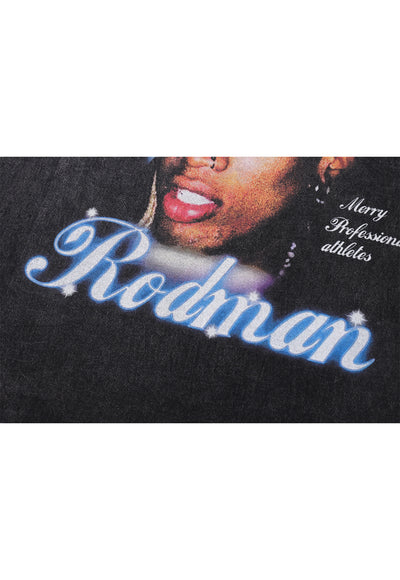 Dennis Rodman t-shirt basketball player tee retro American top in vintage grey