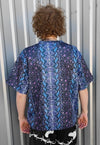 Snake print t-shirt handmade python tee rave top in blue