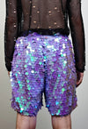 Purple sequin shorts mermaid trousers fantasy luminous pants