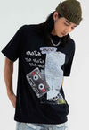 Cassette print t-shirt retro tee skater graffiti top white