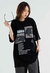 Old poster print t-shirt grunge tee skater slogan top black