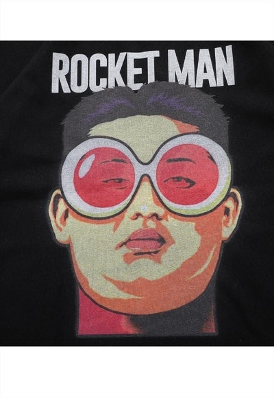 Rocket man t-shirt Korean tee Gangnam style top in white