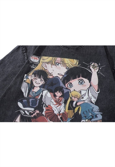 Anime t-shirt Japanese tee vintage poster long sleeve top