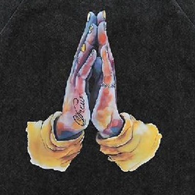 Praying hands t-shirt vintage wash religion top rapper tee