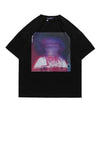 Blurry print t-shirt abstract rave tee skater punk top Black