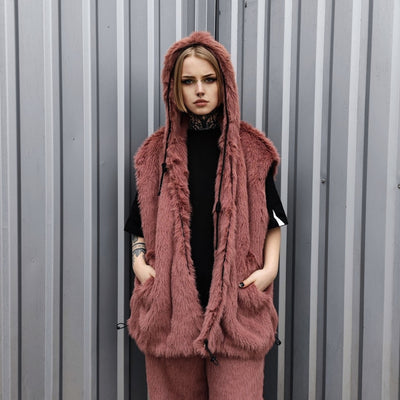 Faux fur luxury jacket handmade premium fleece bomber detachable fluffy hooded coat 2 in 1 fluffy jacket in brown