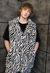 Zebra fleece coat handmade 2in1 stripe jacket in pastel pink