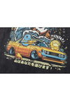 Japanese cartoon t-shirt car print tee retro top acid grey