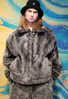 Python fleece aviator jacket handmade snake bomber grey