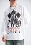 Punk cartoon t-shirt long sleeve tee grunge mohawk top white